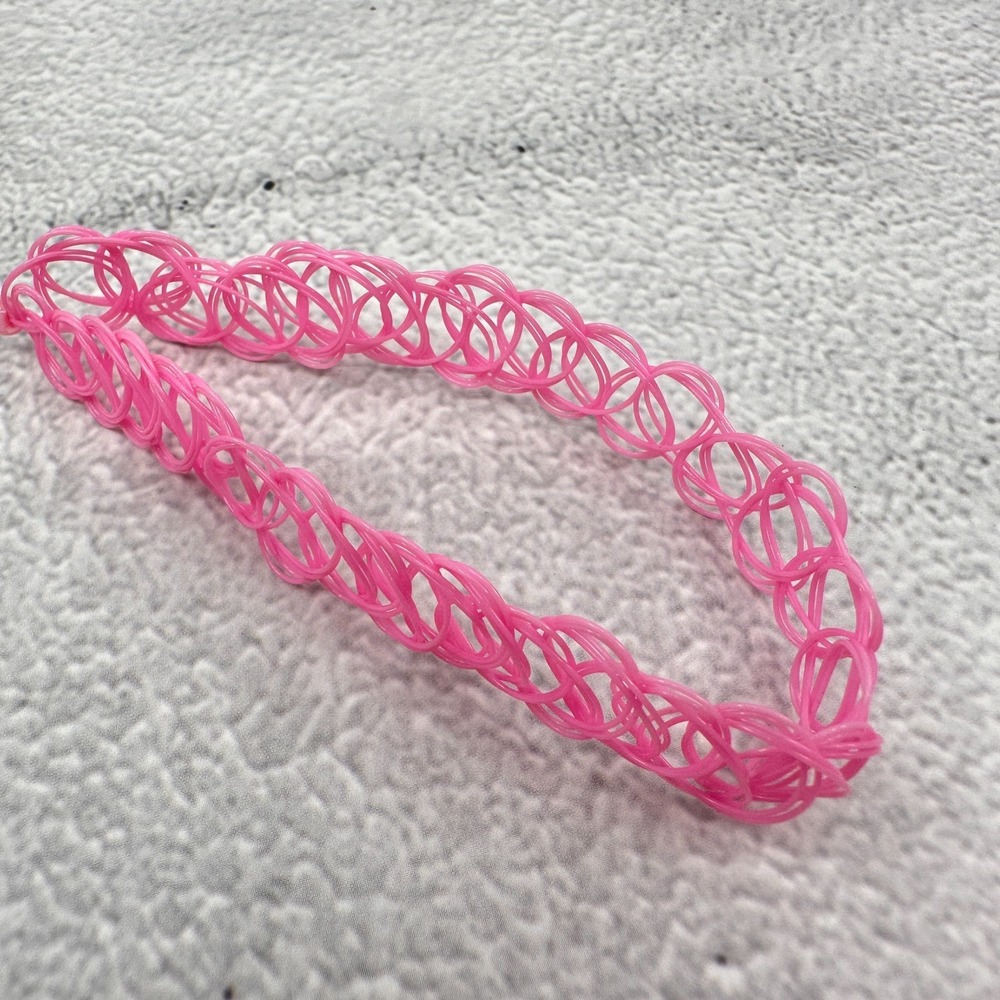 Hot Pink Tattoo Choker Bracelet Stretch Retro Y2K 90s Goth Punk Coquette Gift
